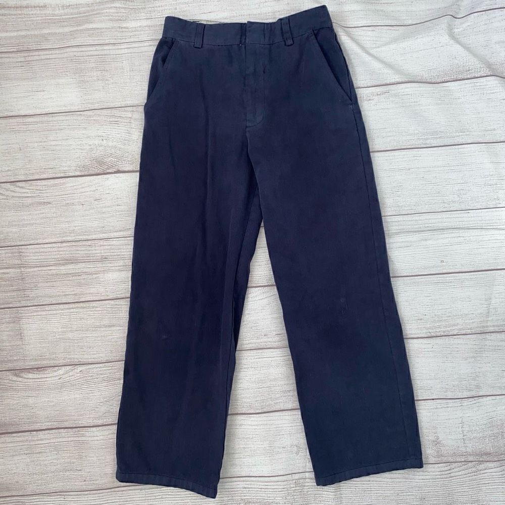 French Toast cotton blend flat front chino pants navy blue boys sz 12